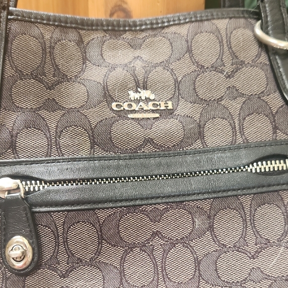 Coach Black and Gray Signature Tote With Full Size Wallet! Great Gift! - Picture 4 of 8